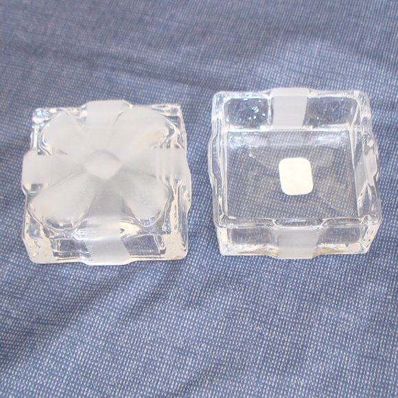 NEW Fitz & Floyd Frosted Bow Box Glass Crystal Trinket Dish - Picture 11 of 16